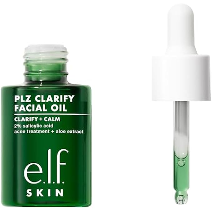 elf SKIN PLZ CLARIFY FACIAL OIL, FACE OIL FOR TREATING & PREVENTING ACNE, HELPS CALM REDNESS, MADE WITH SALICYLIC ACID, VEGAN & CRUELTY-FREE, 1 OZ - Image 1